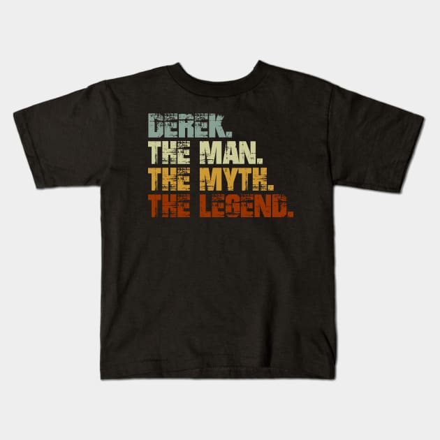 Derek The Man The Myth The Legend Kids T-Shirt by designbym